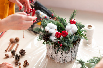 Creating flower composition as a present for mother's day