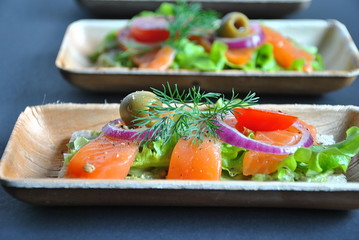 Healthy whole grain bread toast with avocado and salmon. Healthy Nutritions Dish. Salmon sandwich