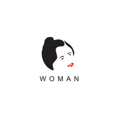 Woman face icon logo design vector template