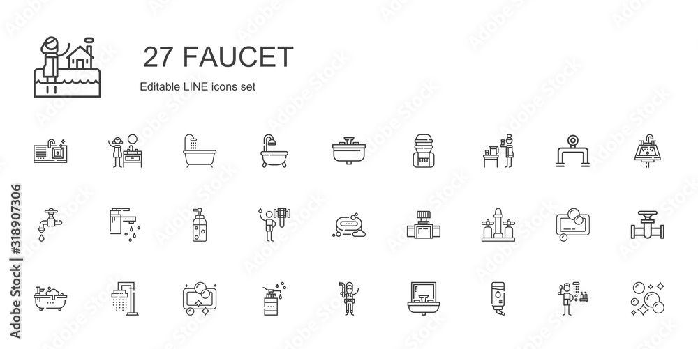 Canvas Prints faucet icons set