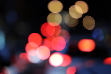 Abstract blur bokeh of beautiful cityscape night lights view for your background.  Blurred urban abstract traffic background,light of the car in night time background,bokeh.