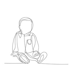 vector, isolated, continuous line drawing, baby, minimal design