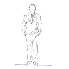 vector, isolated, continuous line drawing, man, guy standing