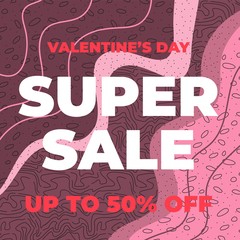 Sale valentines day best offer banner template design, end of season special banner. Vector illustration
