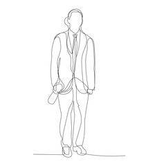 isolated, continuous line drawing, man, guy standing