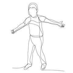 isolated, continuous line drawing, little boy, minimal design