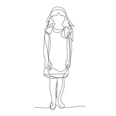 vector, isolated, continuous line drawing, child, minimal design