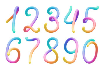 Set of colorful 3d digits