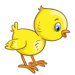 Cute little chicken in cartoon style. Isolated on white background. Vector illustration.