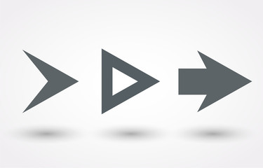 Set of gray arrow icons. Vector