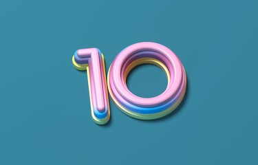 Chiffre 10 en 3D pour anniversaire