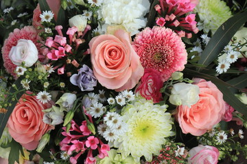 Yellow and pink wedding flowers