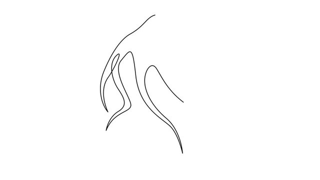 Self drawing simple animation of single continuous one line drawing of octopus. Drawing by hand, black lines on a white background.