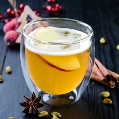 Warm apple cider with cinnamon, star anice and cardamom