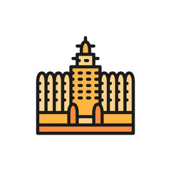 Sudano Sahelian Architecture in Mali flat color line icon.