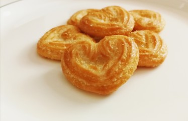 Heart shaped Biscuits /Cookies with cup of tea /coffee 