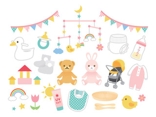 赤ちゃん　ベビーグッズ　イラスト