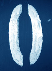 Obraz premium Zero number in stencil on grungy blue wall