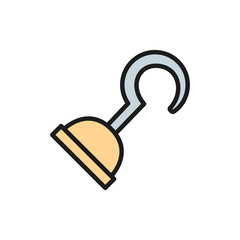 Pirate hook arm flat color line icon.