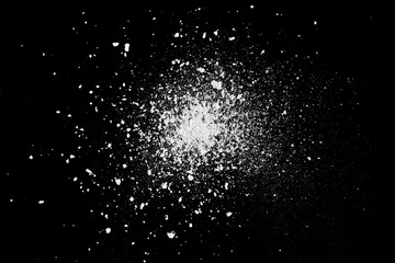 Rock stone broken explosion isolated on black background