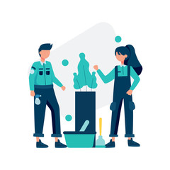 Cleaning service clean and maintain the room vector illustration