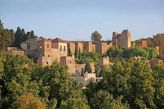 Castle of Gibralfaro which sits on the Mountain, surrounded by forest. The Castle overlooks M&aacute;laga city and the Mediterranean Sea, in  Andalusia, Southern Spain.