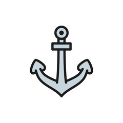 Vector anchor, nautical flat color line icon.