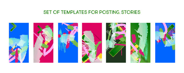 Bright summer A set of templates for posting for social media stories. Trending color palette