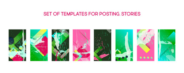 Bright summer A set of templates for posting for social media stories. Trending color palette