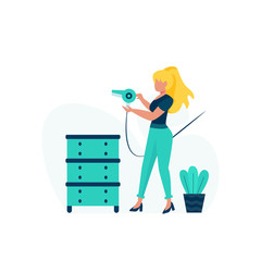 Beauty shop provides hair and beauty care to customers vector illustration