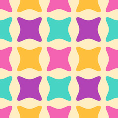 Bright seamless pattern with colorful geometric shapes.