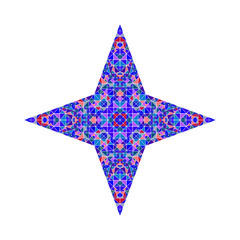 Obraz premium Polygonal mosaic ornament star polygon - ornamental abstract colorful vector design element from triangle tiles