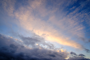 Beautiful sky with clouds at sunset