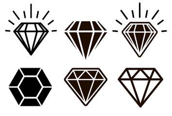 Diamond icon set isolated on white background. Vector illustration