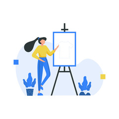 Clothing designers design and display their work in public places vector illustration