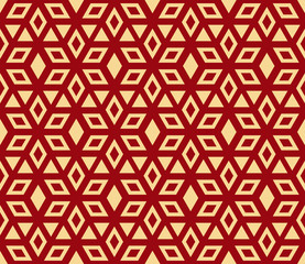 Abstract geometric pattern. A seamless vector background. Gold and red ornament. Graphic modern pattern. Simple lattice graphic design