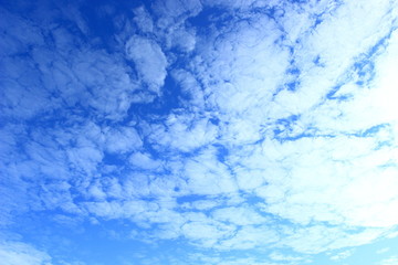 Blue sky with translucent clouds. Nice weather. Natural abstract.