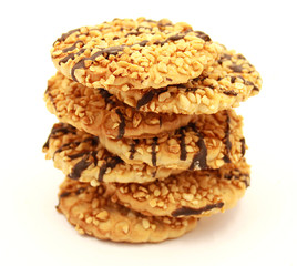 Composition of cookies on a white background