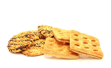 Composition of cookies on a white background