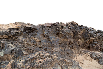 Stone mountain with clipping path isolated on white background.