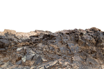 Stone mountain with clipping path isolated on white background.