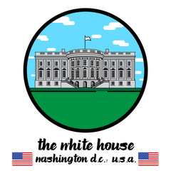 Circle Icon white house. vector illustration