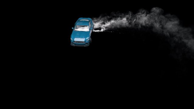 Drift sports car on the asphalt. Thick smoke from burning tires with alpha channel.