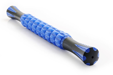 Sports massager roller stick for health and relaxation on a white background. Close up