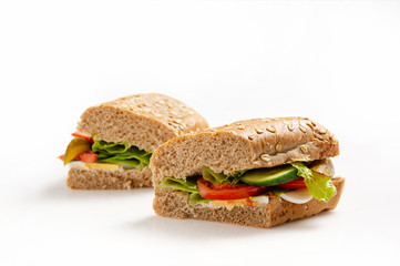 Poached eggs sandwich for breakfast