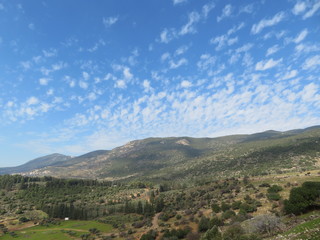 Fototapeta na wymiar Meron mountains from south east view in galilee