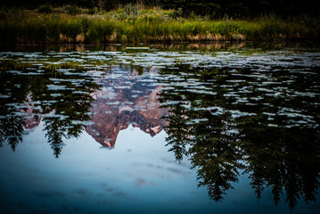 mountain reflections in water