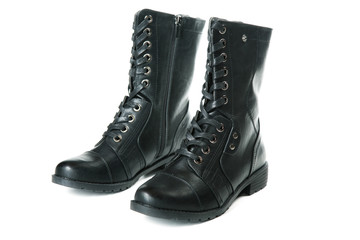 pair of black female shoes isolated on a white background