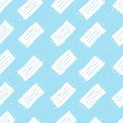Medical face mask or procedure mask vector seamless pattern background.