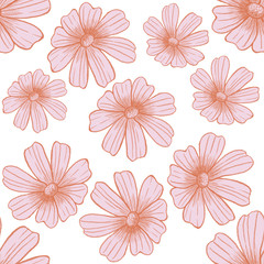 Seamless Floral Pattern. Pink and orange flowers background for textile,scrapbooking, wallpapers, print, gift wrap, decoupage, covers. Raster copy.